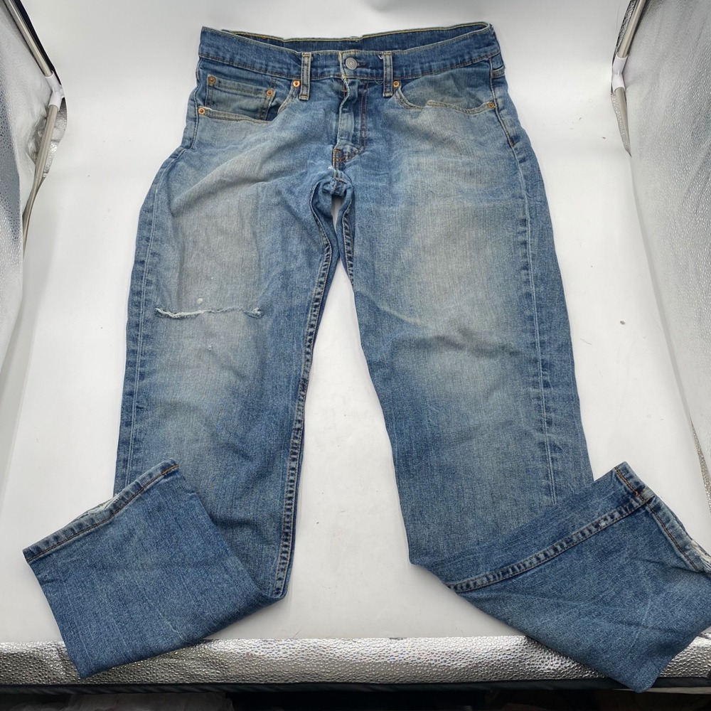Levi's 511 Slim Fit Jeans Mens 34x32 Light Wash Blue Distressed Denim Casual SEO